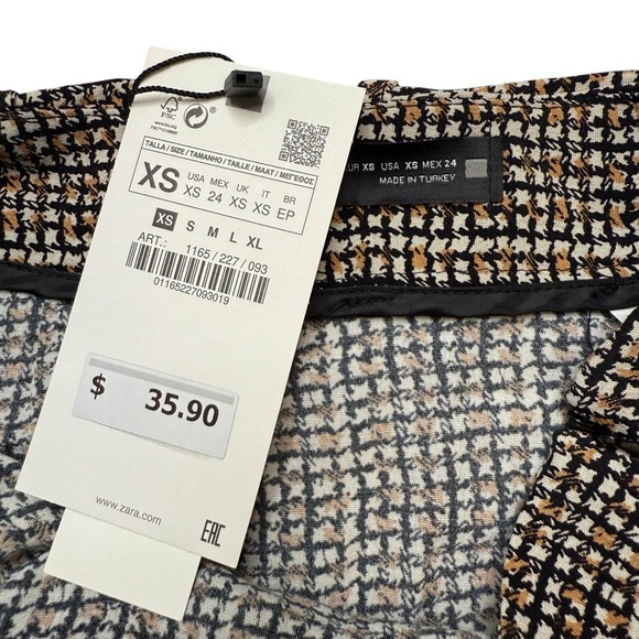 Zara Chic Plaid Mini Skirt/Skort with Bow Sz XS NWT - Picture 7 of 7